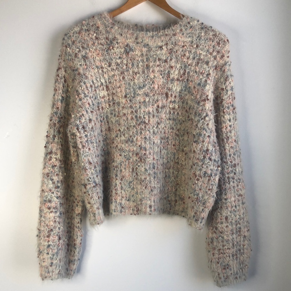 LUSH cropped Multicolor Eyelash Sweater